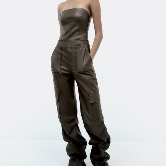 Zara Pants - ZARA FAUX LEATHER JUMPSUIT